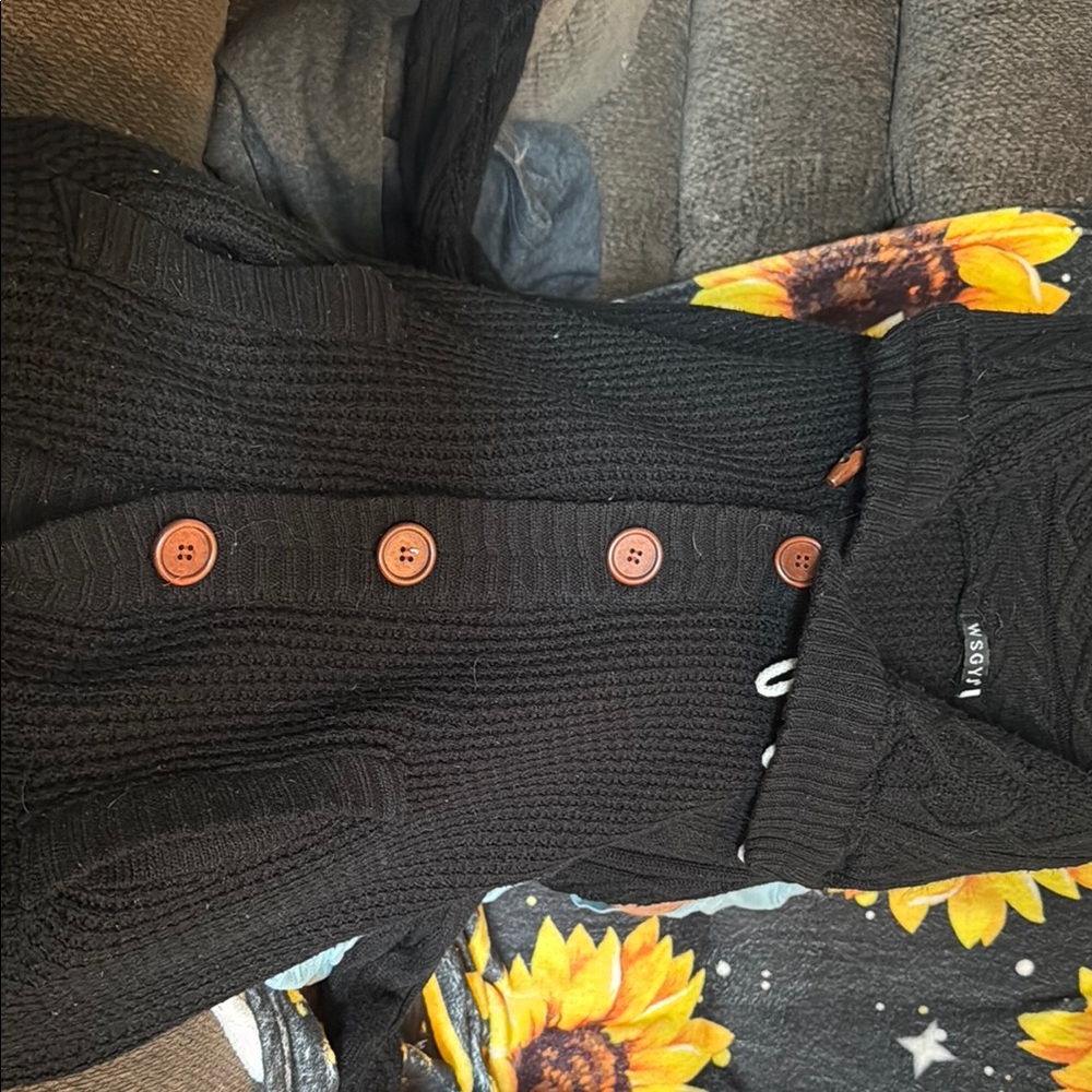 Women's Black Sweater with Button Detail